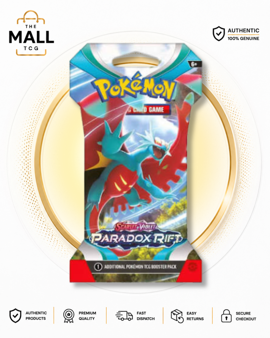 Pokémon TCG Scarlet and Violet Paradox Rift English Sleeved Booster Pack with 10 cards per pack