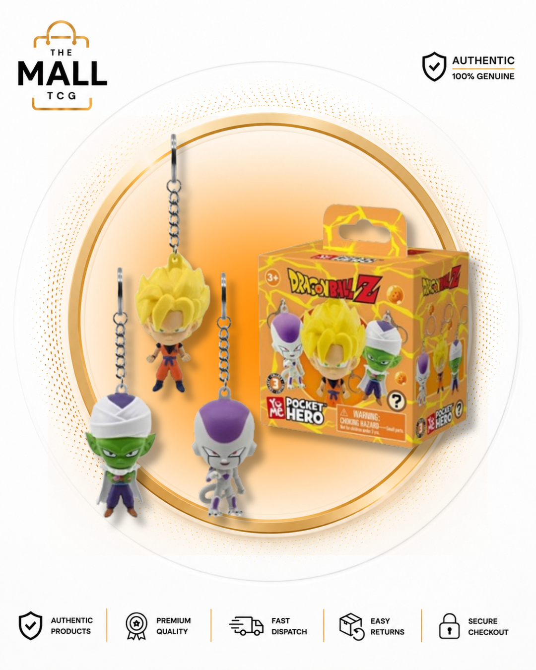 Dragon Ball Z 3D Pocket Hero Keychains Super Saiyan Goku Frieza and Piccolo Officially Licensed 7cm Collectible Figures