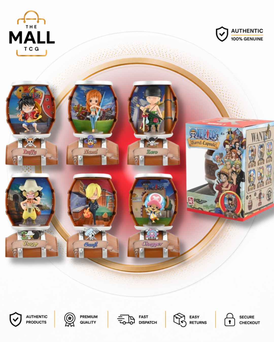 One Piece Barrel Surprise Mystery Capsule Collectible Straw Hat Pirate Figure Blind Capsule 6 Characters to Collect
