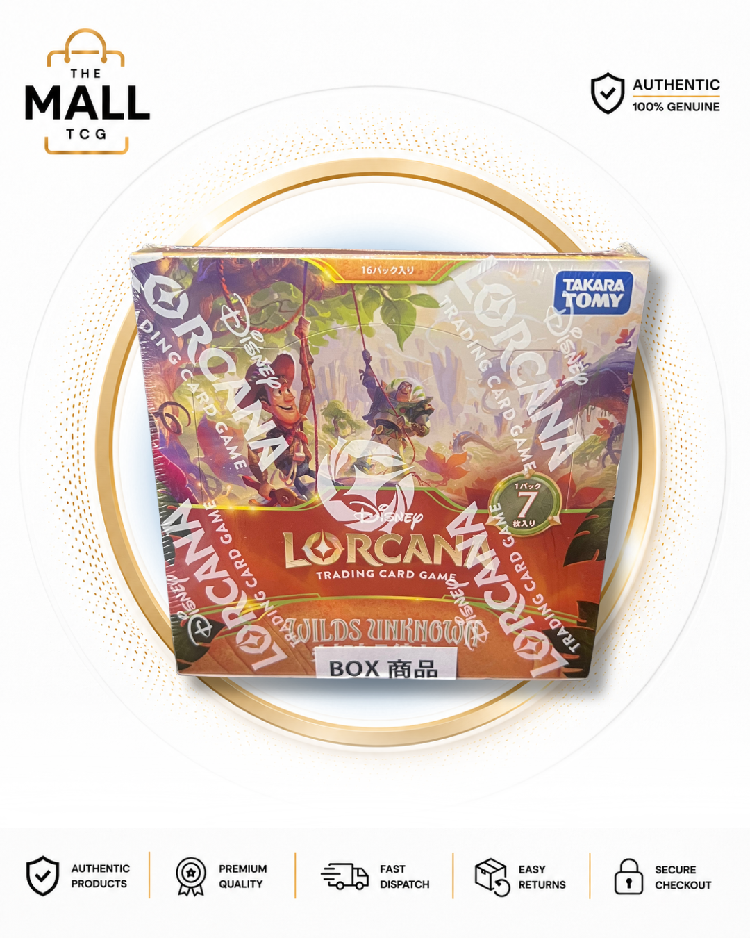 Disney Lorcana Wilds Unknown Japanese Booster Box Factory Sealed 16 Booster Packs 7 Cards Per Pack