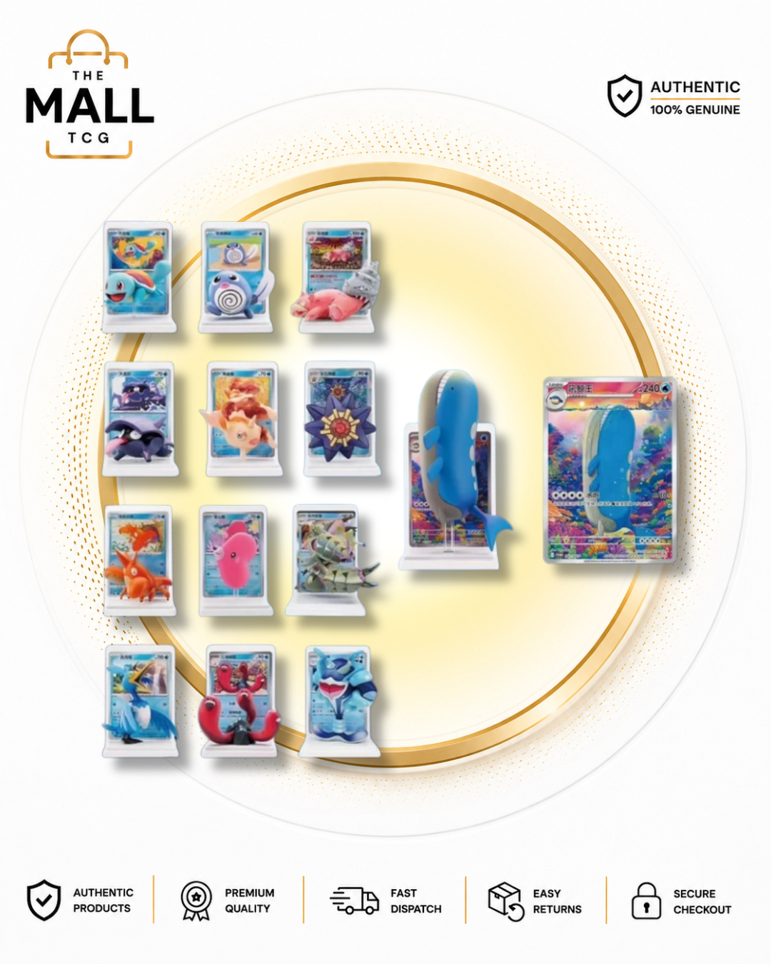 Pokémon Dream Painting Vol 2 Water Ecology Chinese Blind Box with Random Figure Trading Card Display Stand and Brilliant Illusions Booster Packs