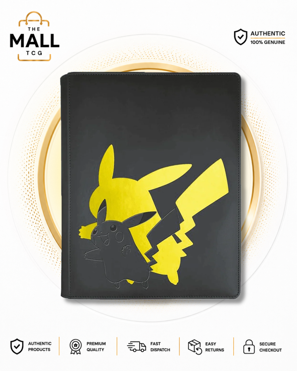 Ultra PRO Pokémon Elite Series Pikachu 9-Pocket Zippered PRO-BINDER With Padded Leatherette Cover And 360 Card Capacity